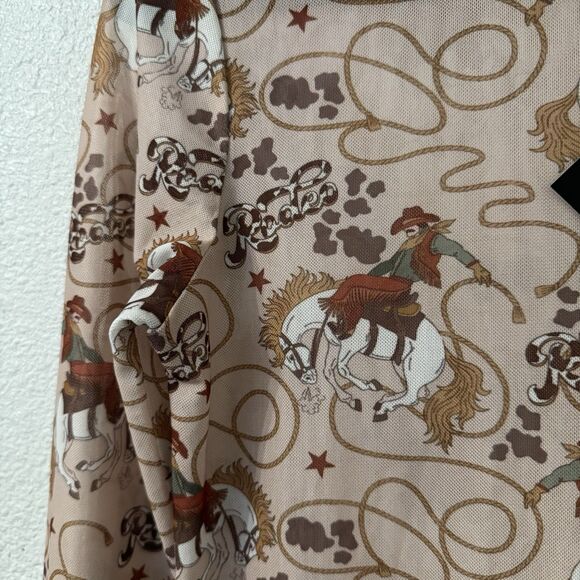 Marigold Kiss Rodeo Short Sleeve Mesh Top Small Western Cowboy Festival Sheer - Picture 4 of 5